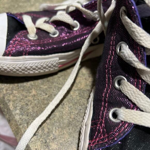 Converse All Star youth size 3 purple shimmer sneakers - Picture 8 of 8